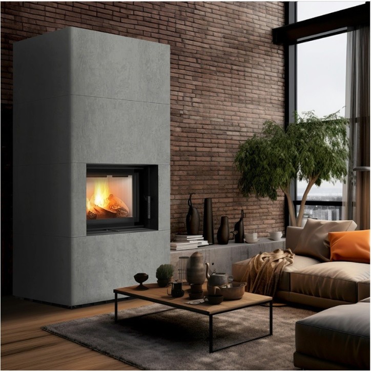 Cheminée modulaire FLOKI 8 Kw face avant GRIS