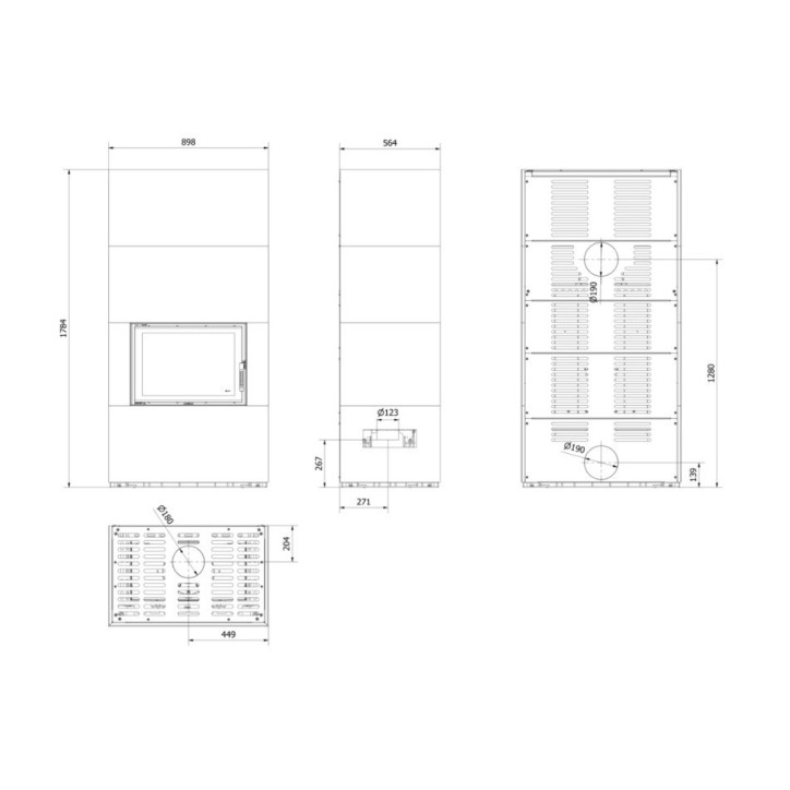 Cheminée modulaire FLOKI 8 Kw face avant GRIS