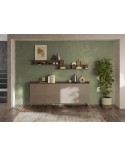 Buffet PAUL 240 cm Bronze et Chêne mercure 4 portes