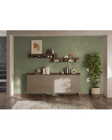 Buffet PAUL 240 cm Bronze et Chêne mercure 4 portes