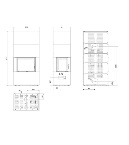 Cheminée modulaire FLOKI 8 Kw coin gauche GRIS