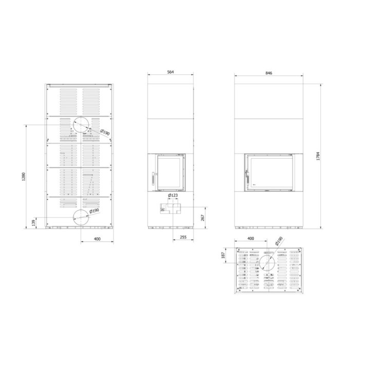 Cheminée modulaire FLOKI 8 Kw coin droit GRIS