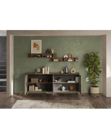 Buffet PAUL 240 cm Bronze et Chêne mercure 4 portes