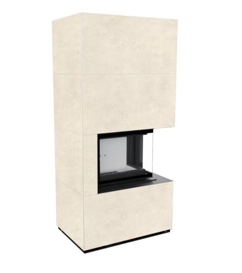 Cheminée modulaire FLOKI 8 Kw coin droit CREME