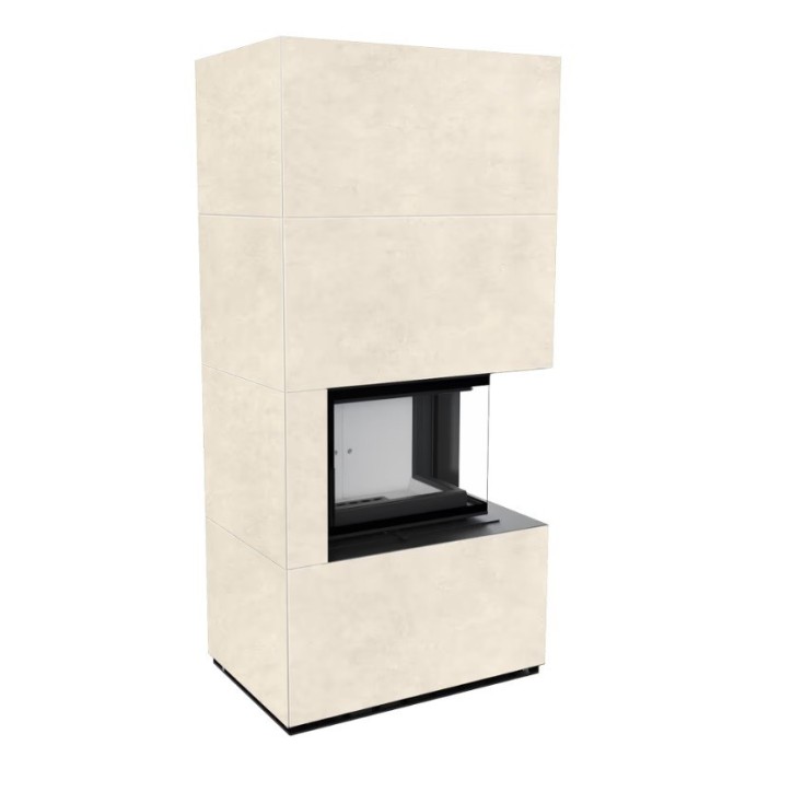 Cheminée modulaire FLOKI 8 Kw coin droit CREME