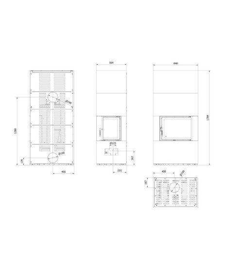 Cheminée modulaire FLOKI 8 Kw coin droit CREME