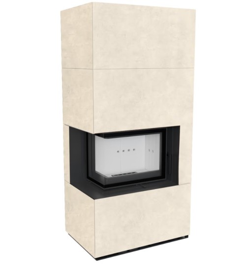 Cheminée modulaire FLOKI 8 Kw coin gauche CREME