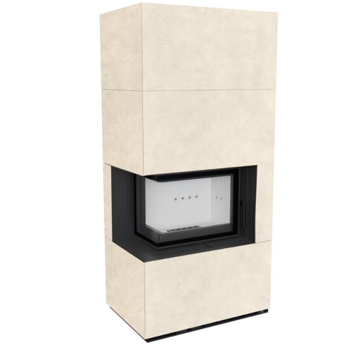 Cheminée modulaire FLOKI 8 Kw coin gauche CREME