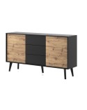 Buffet WILLOW 154 cm chêne et noir avec tiroirs