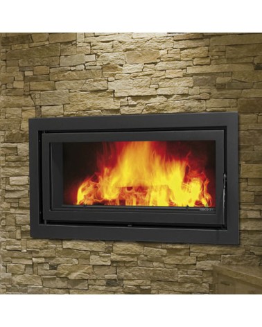 Insert cheminée à bois LONDRES-T avec turbine 21 kW + 4 bouches recuperateur