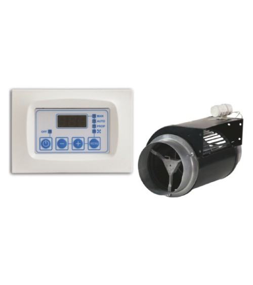 Insert cheminée à bois LONDRES-T avec turbine 21 kW + 4 bouches recuperateur