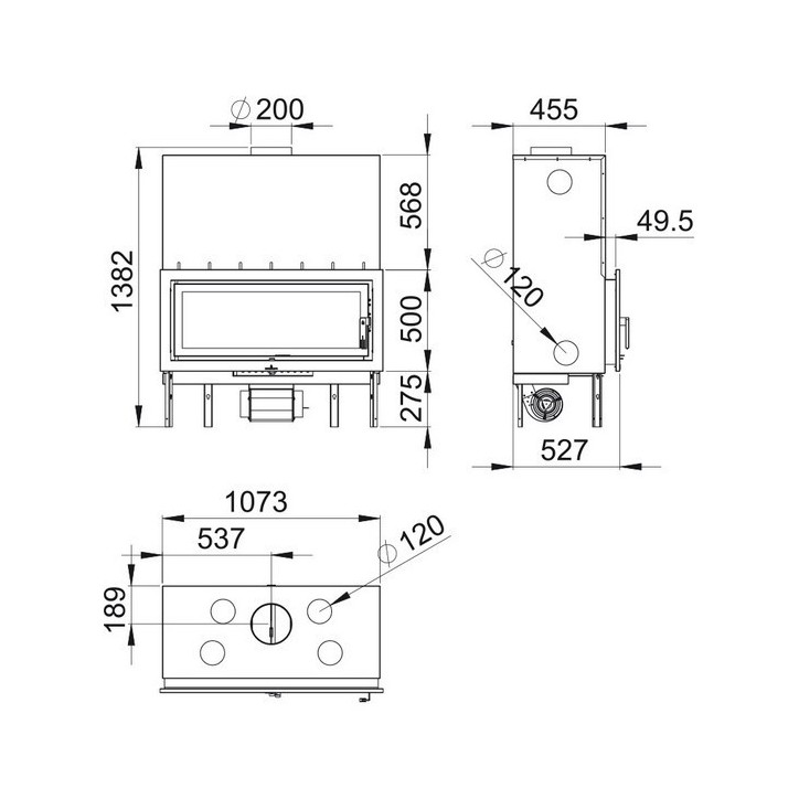 Insert cheminée à bois LONDRES-T avec turbine 21 kW + 4 bouches recuperateur Insert cheminée à bois LONDRES-T avec turbine 21 kW + 4 bouches recuperateur