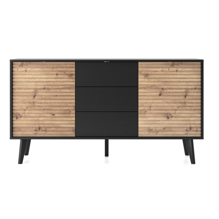 Buffet WILLOW 154 cm chêne et noir avec tiroirs
