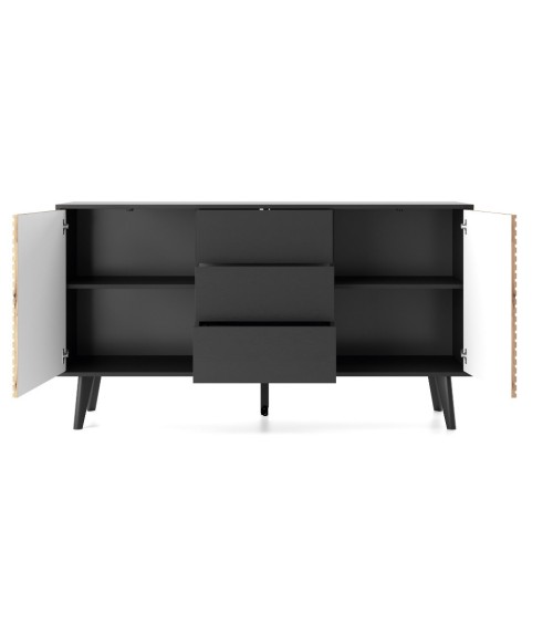 Buffet WILLOW 154 cm chêne et noir avec tiroirs