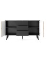 Buffet WILLOW 154 cm chêne et noir avec tiroirs