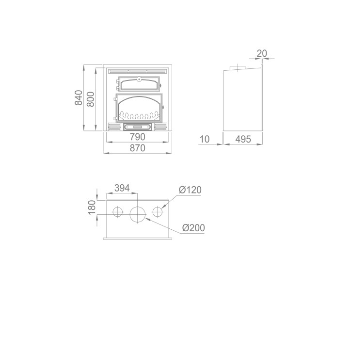 Insert cheminée à bois Manzanillo 14 kW avec turbines