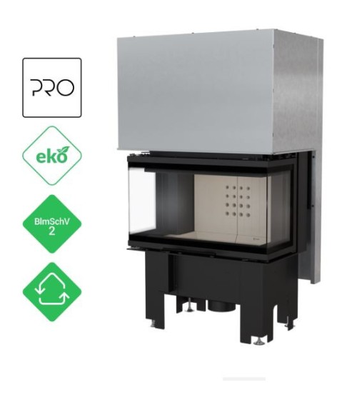 Insert cheminée à bois 3 côtés vitrées, Porte guillotine, 7 kW NOLWENN