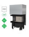 Insert cheminée à bois 3 côtés vitrées, Porte guillotine, 7 kW NOLWENN