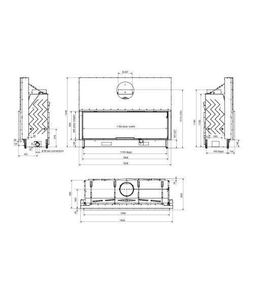 Insert cheminées à bois 200 EVO LD porte guillotine 22 kW