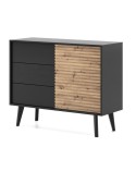 Petit buffet WILLOW 104 cm chêne et noir