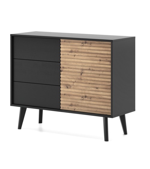 Petit buffet WILLOW 104 cm chêne et noir