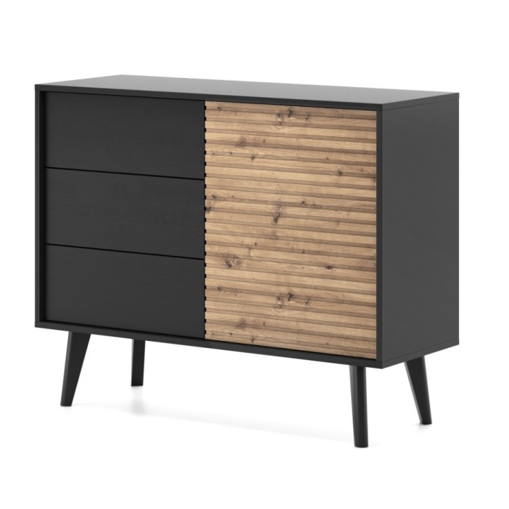 Petit buffet WILLOW 104 cm chêne et noir