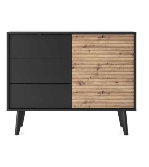 Petit buffet WILLOW 104 cm chêne et noir