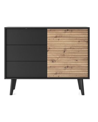 Petit buffet WILLOW 104 cm chêne et noir