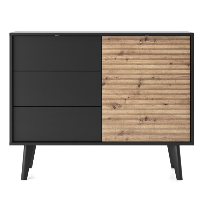 Petit buffet WILLOW 104 cm chêne et noir