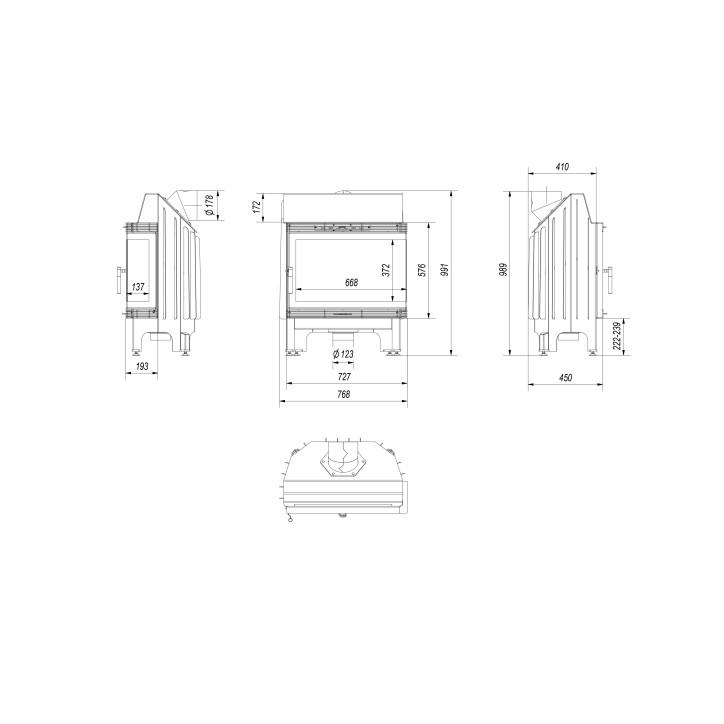 Insert cheminée BLANKA 12 BS vitre à droite