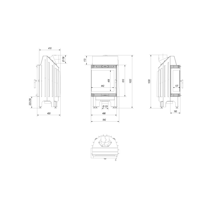 Insert cheminée BLANKA 8 BS vitre à gauche