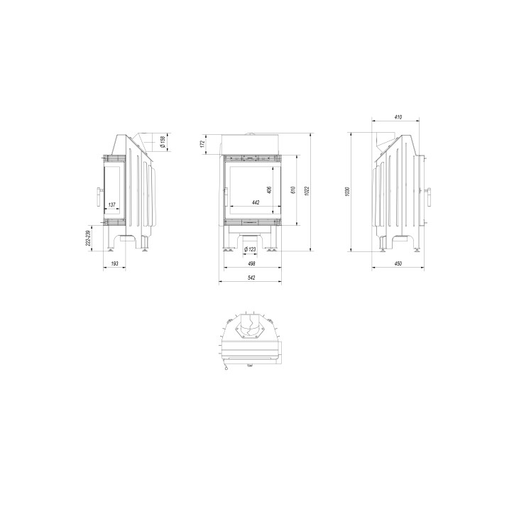 Insert cheminée BLANKA 8 BS vitre à droite