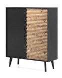 Grand buffet WILLOW 104 cm chêne et noir
