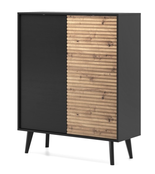 Grand buffet WILLOW 104 cm chêne et noir