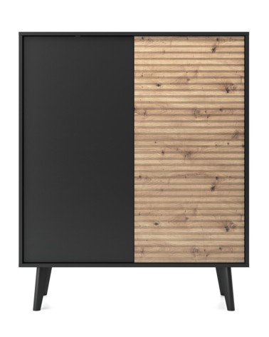 Grand buffet WILLOW 104 cm chêne et noir