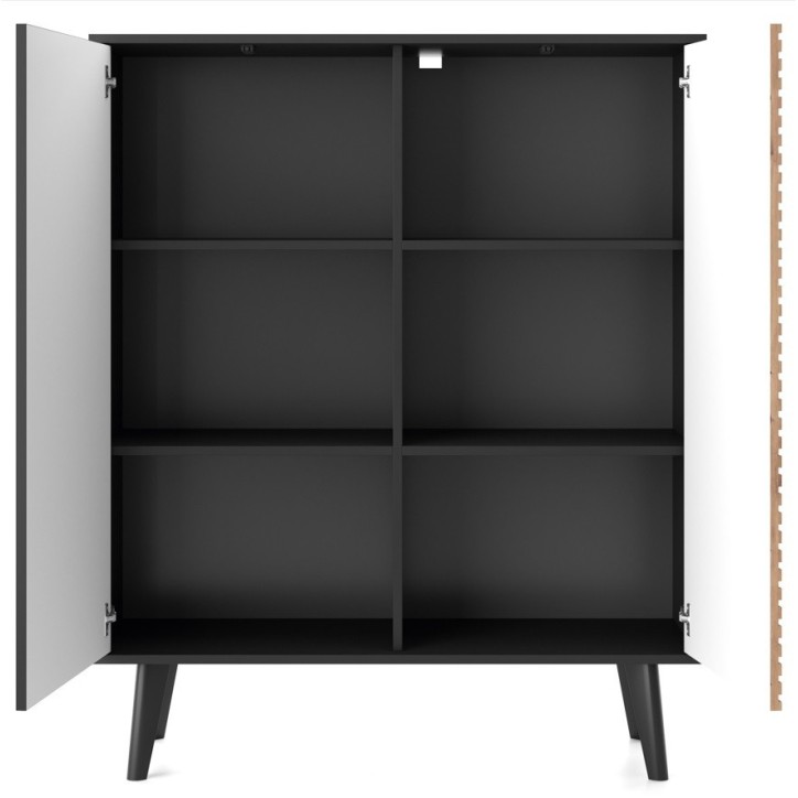 Grand buffet WILLOW 104 cm chêne et noir