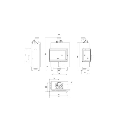 Insert cheminée LUCY 12 SLIM BS vitre à gauche