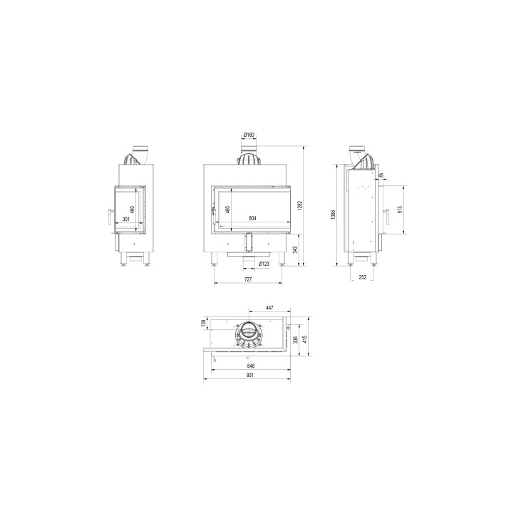 Insert cheminée LUCY 14 BS SLIM vitre à droite