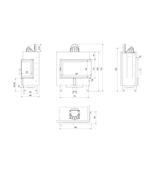 Insert cheminée LUCY 14 BS vitre à droite