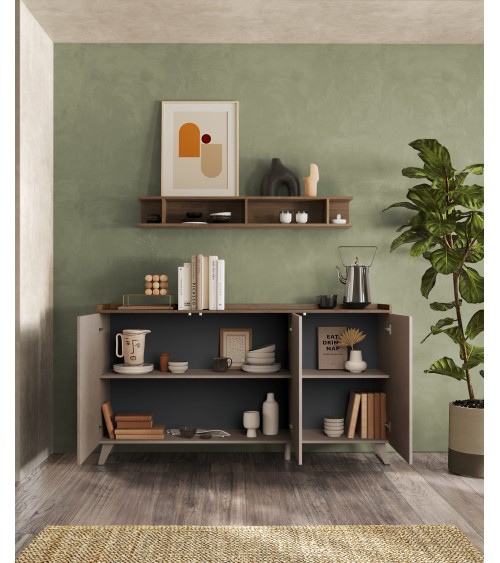 Buffet PAUL 180 cm Bronze et Mercure 3 portes