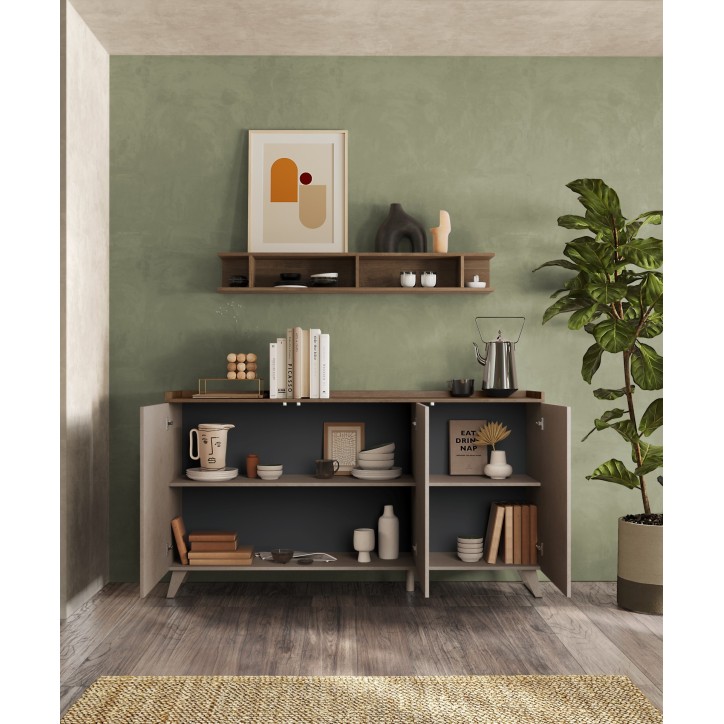 Buffet PAUL 180 cm Bronze et Mercure 3 portes