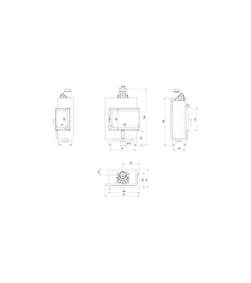 Insert cheminée LUCY 12 BS SLIM vitre à droite