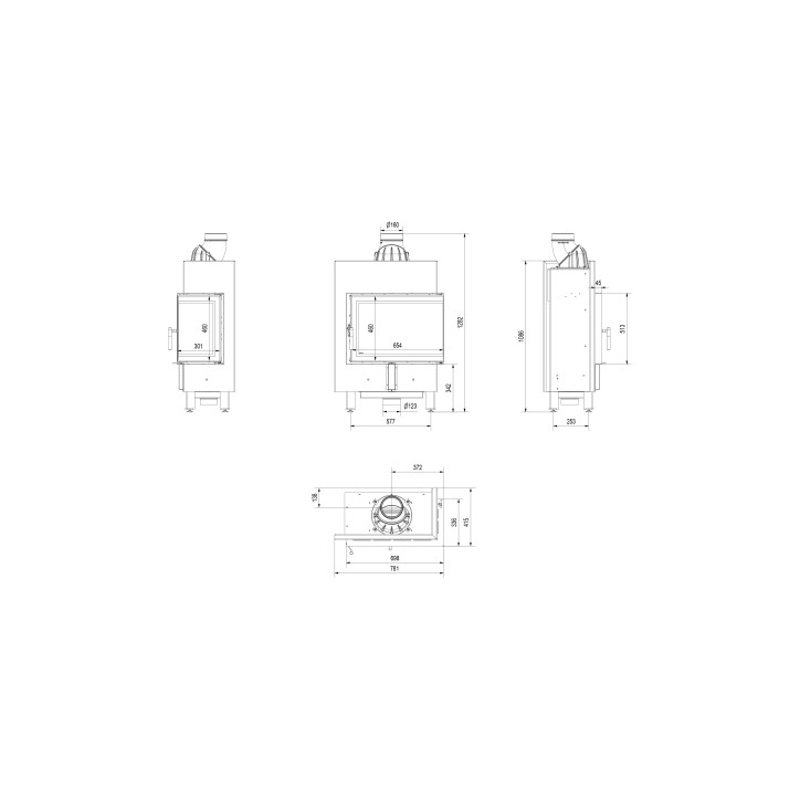 Insert cheminée LUCY 12 BS SLIM vitre à droite