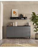 Buffet PAUL 180 cm Ardoise et Plomb 3 portes