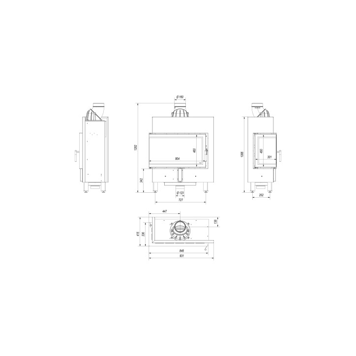 Insert cheminée LUCY 14 SLIM BS vitre à gauche