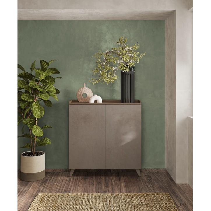 Buffet haut PAUL 120 cm Bronze et Mercure 2 portes