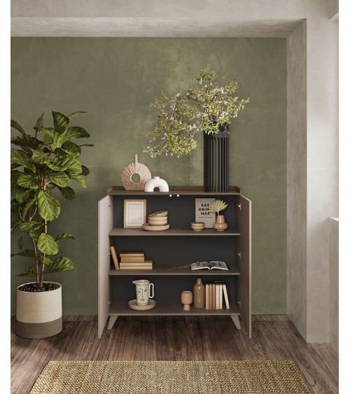 Buffet haut PAUL 120 cm Bronze et Mercure 2 portes