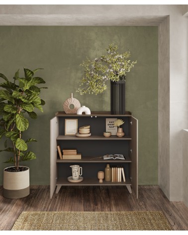 Buffet haut PAUL 120 cm Bronze et Mercure 2 portes