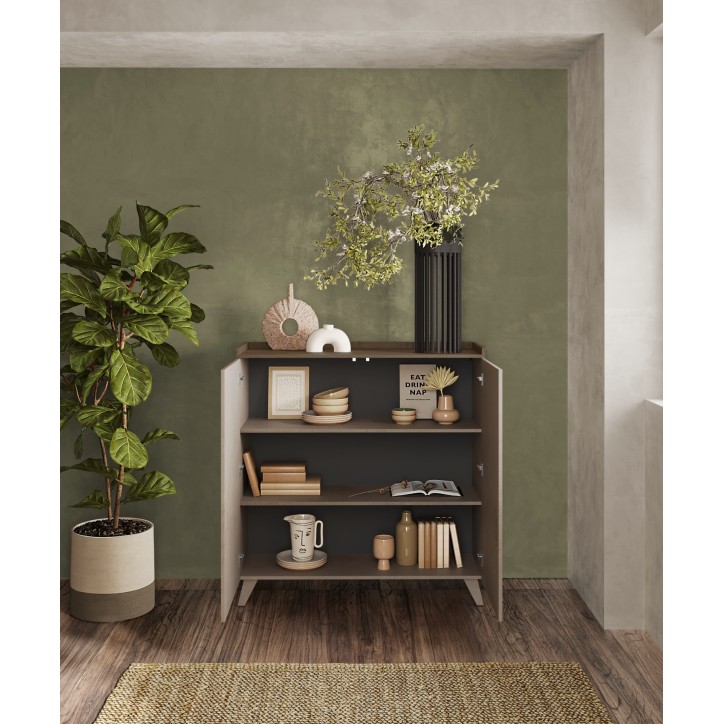 Buffet haut PAUL 120 cm Bronze et Mercure 2 portes