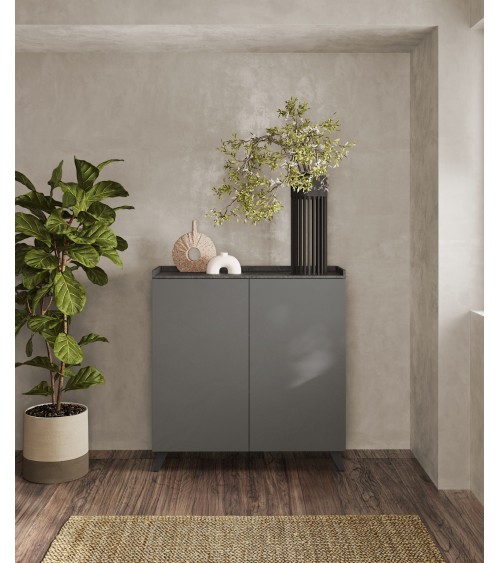 Buffet haut PAUL 120 cm Ardoise et Plomb 2 portes